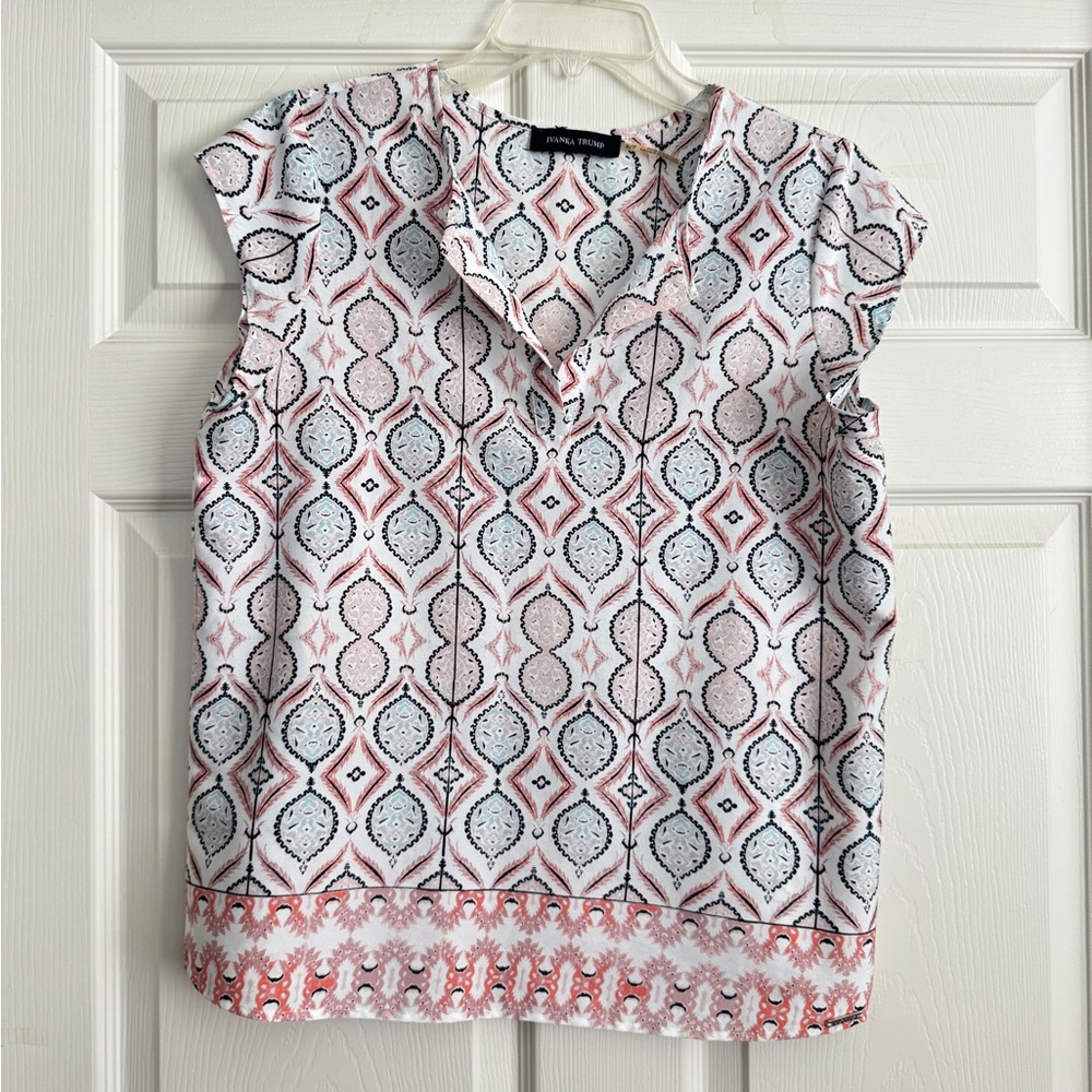 Ivanka Trump Geometric Pink Blouse
